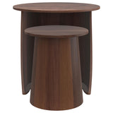Yency 2-piece Round Mango Wood Nesting Table Set Dark Brown