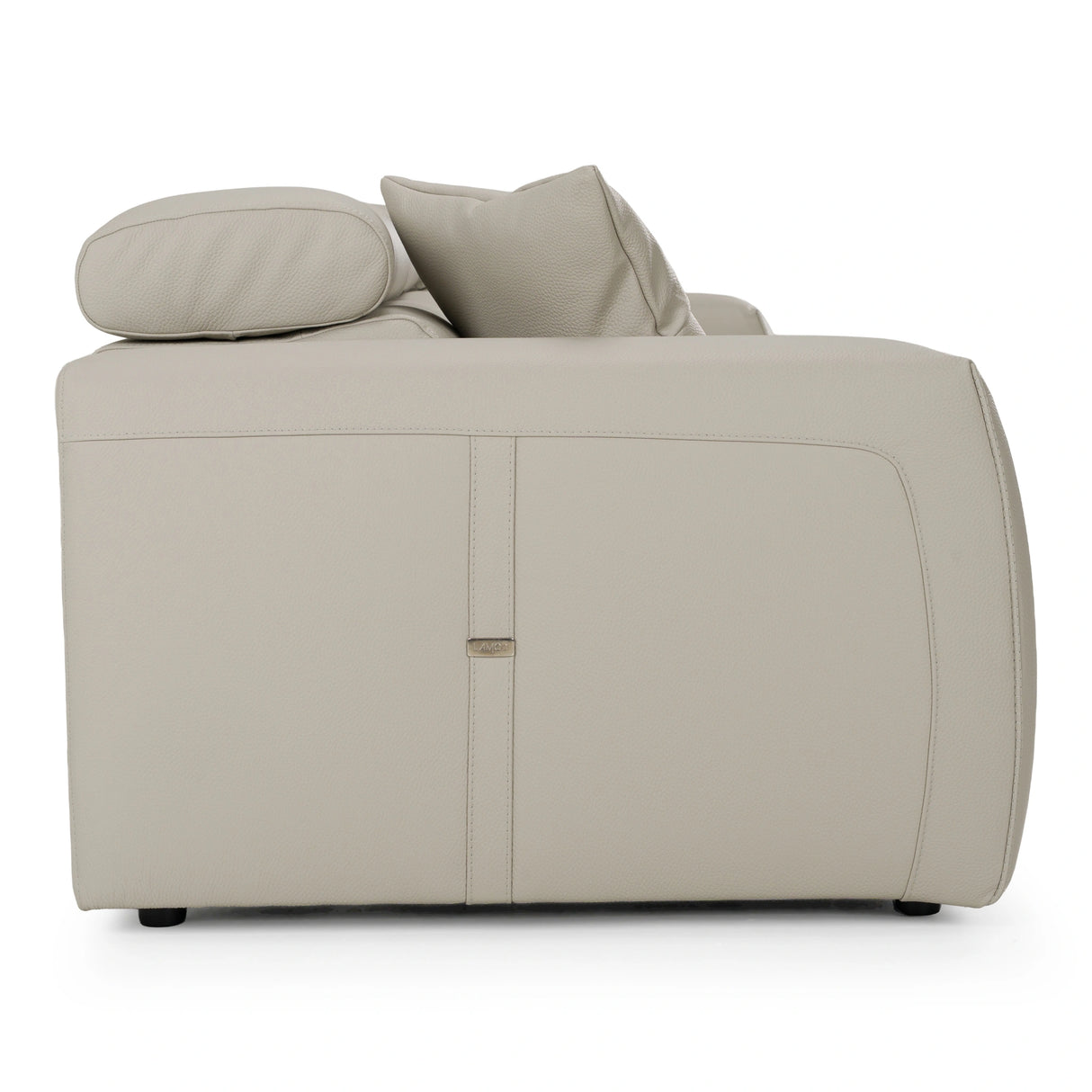 Dalton - Modern Italian Light Grey Leather 4-Seat Sofa + 2 Recliners