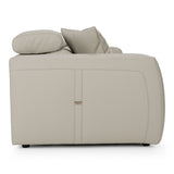 Dalton - Modern Italian Light Grey Leather 4-Seat Sofa + 2 Recliners