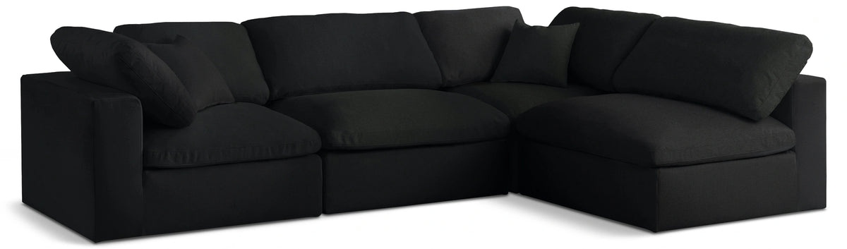 Serene Black Linen Fabric Deluxe Cloud Modular Sectional