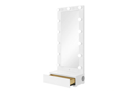 Ella White Narrow Tall Mirror with LED and Speaker