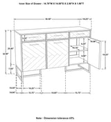Keaton 3-door Accent Cabinet with Marble Top Natural and Antique Gold