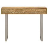 Draco Console Table with Hand Carved Drawers Natural