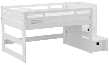 Elements International Cali Kids Full Junior Loft Bed with Staircase in White image