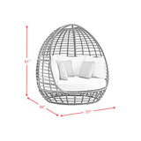 Playa Twin Egg Chair - Dark Grey and Olefin Beige with 3 Pillows