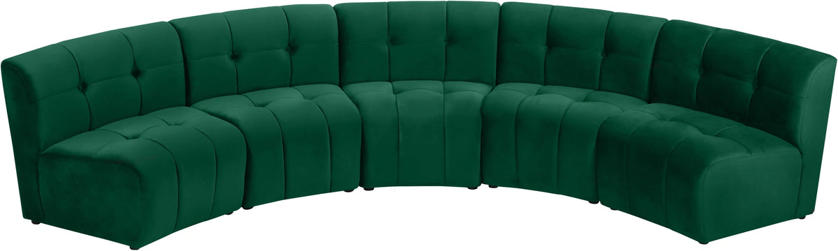 Limitless Green Velvet 5pc. Modular Sectional