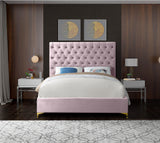 Cruz Pink Velvet Queen Bed