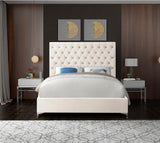 Cruz Cream Velvet Full Bed