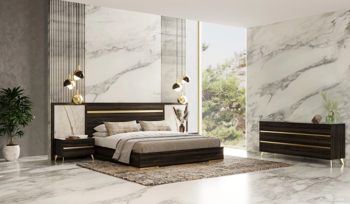 Velondra - Modern Eucalypto + Marble 4-Piece Bedroom Set
