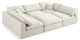 Serene Cream Linen Fabric Deluxe Cloud Modular Sectional