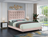 Elly Pink Velvet Queen Bed