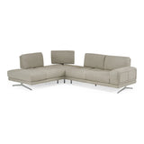Mood - Italian Light Grey Leather Left Facing Sectional Sofa