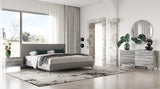Aria - Italian Modern Multi Grey Bed and Two Nightstands