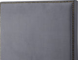 Harlie Grey Velvet Twin Bed
