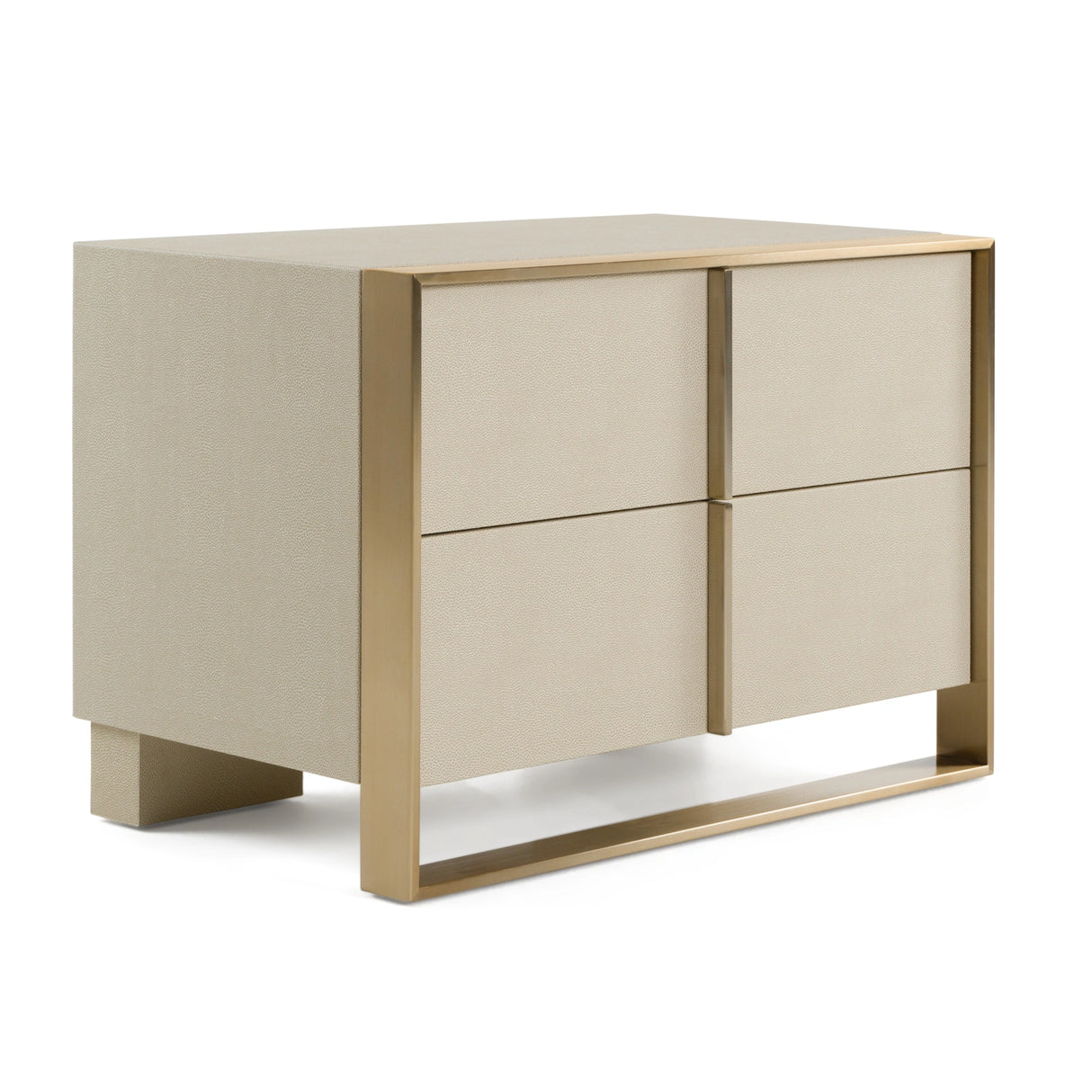 Cartier - Modern Beige Velvet + Brushed Brass 4-Piece Bedroom Set