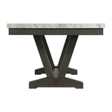 Everdeen Dining Table w/ White Faux Marble Top in Charcoal