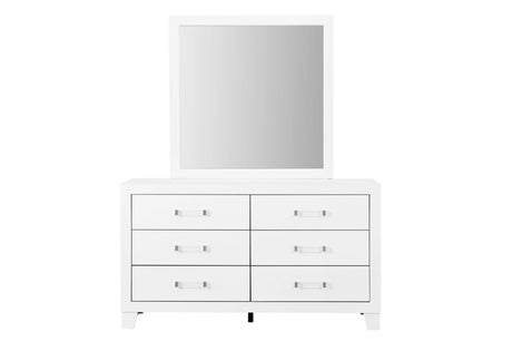 Luccia White Bed with LED, Dresser, Mirror, Nightstand