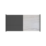Lanette Coffee Table with White Marble and Lift-Top in Black