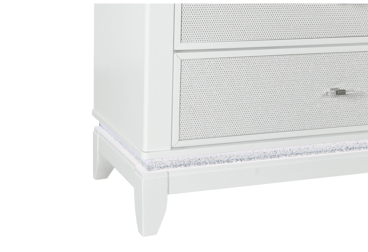 Alina White Nightstand with LED and USB