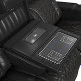 Prime Time P3 Living Room Set in Jett Black with Red Stitching