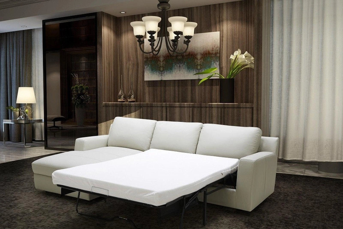 J&M Furniture Lauren Left Hand Facing Chaise Sectional Sleeper in Light Grey