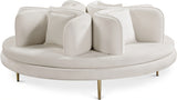Circlet Cream Velvet Round Sofa Settee