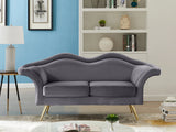 Lips Grey Velvet Loveseat