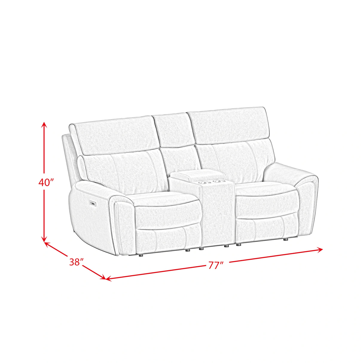 Jackpot P1 Loveseat W/Console in Explore Light Grey
