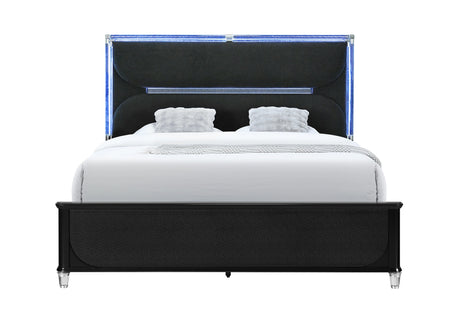 Lando Black Bed with Continuous LED