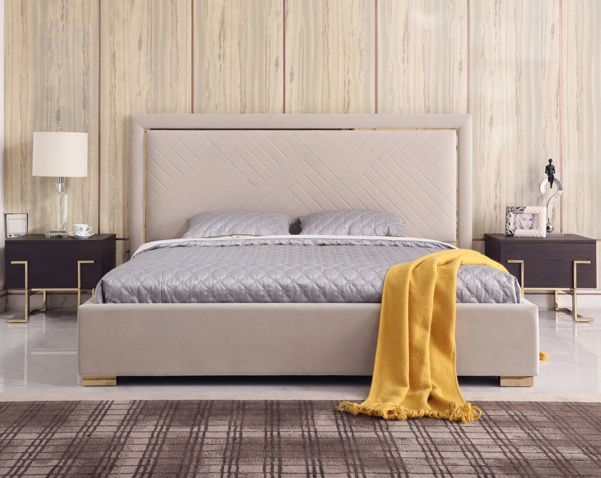 Corrico - Off White Velvet Modern Bed
