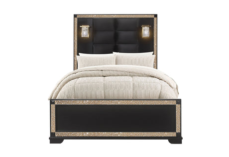 Blake Black Bed with Lamps