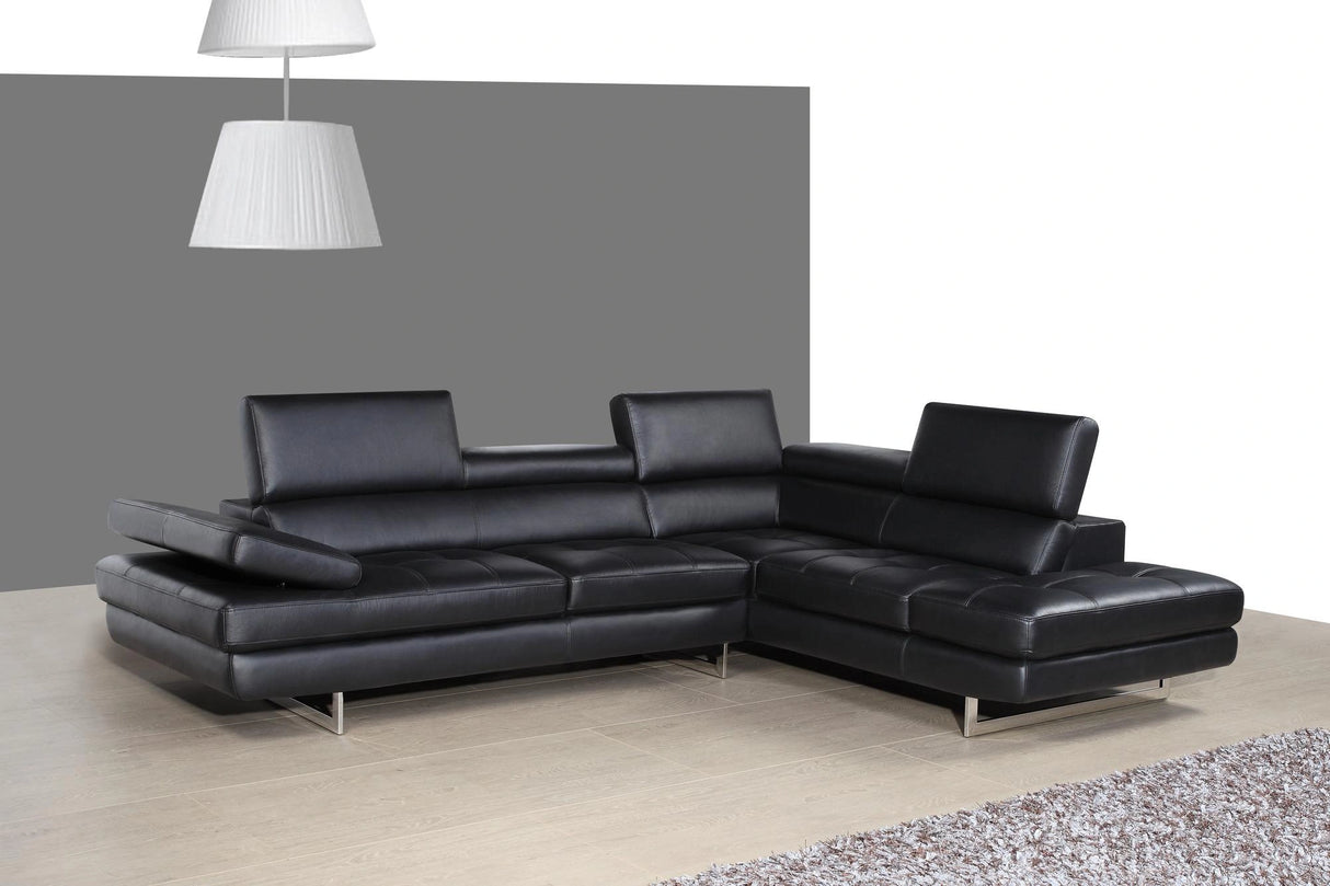 J&M Furniture A761 Italian Leather Sectional RAF in Slate Grey