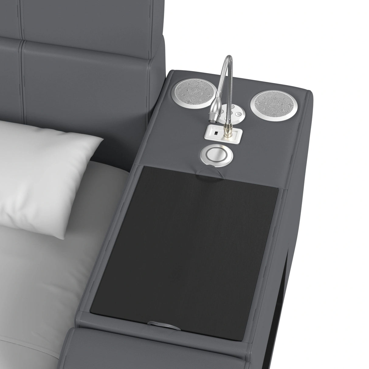 Valari Transformer Bed with Electronic Features in Grey PU