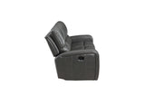 LINTON LEATHER SOFA W/DUAL RECLINER-GRAY