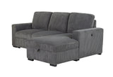 U2660 Grey L Sofa Bed Sectional Without Pullout