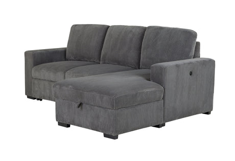 U2660 Grey L Sofa Bed Sectional Without Pullout