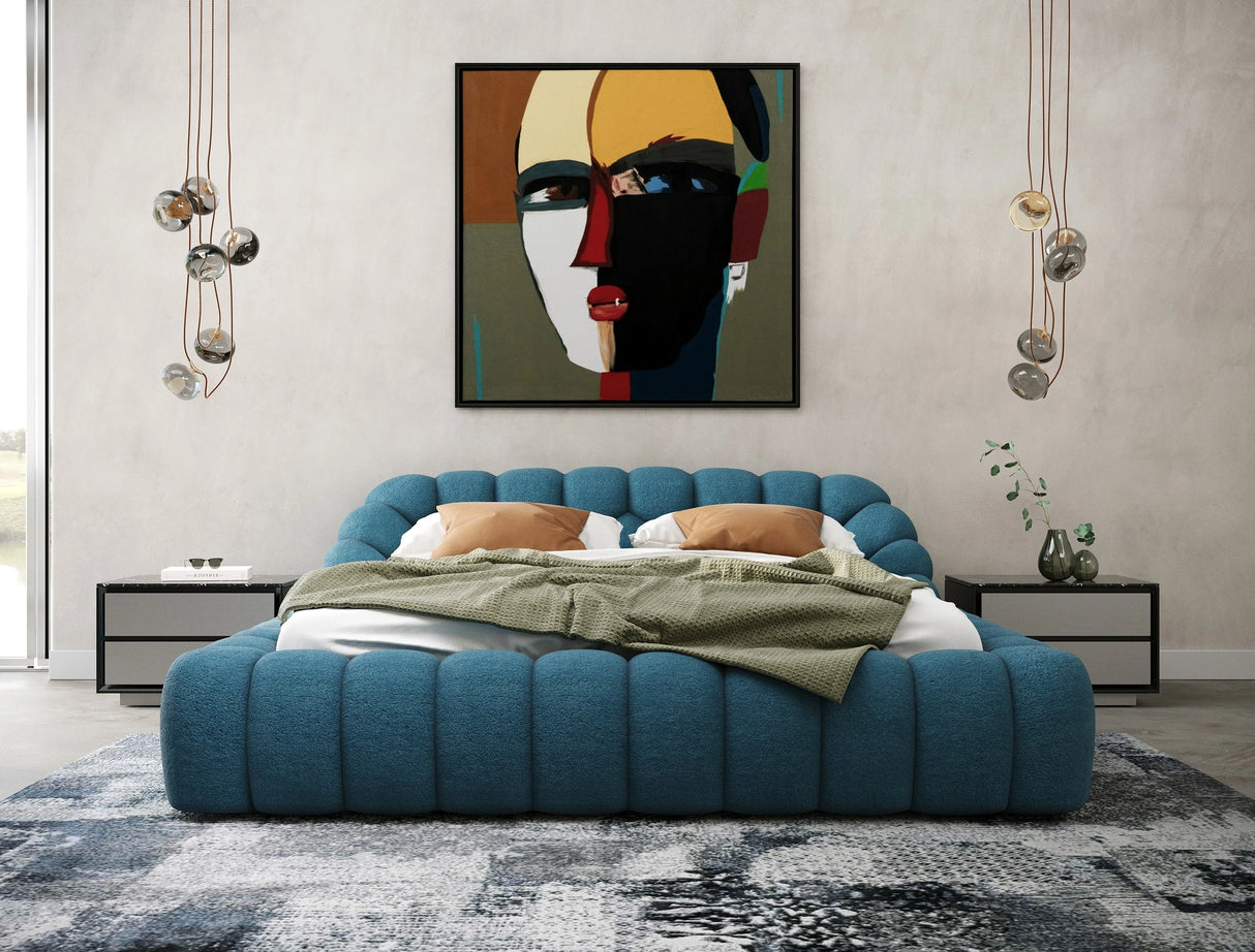 Yolonda - Modern Dark Teal Fabric Bed