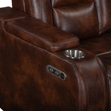 Chester Reclining Sofa W/Pwr Hr & Fr-Brown