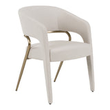 Elson - Modern Off-White Fabric + Antique Brass Dining Chair
