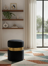 Hailey Black Velvet Ottoman/Stool