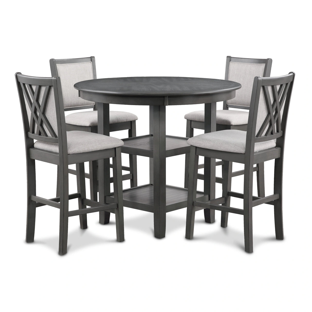Amy 5 Pc 42" Round Counter Dining Set-Gray