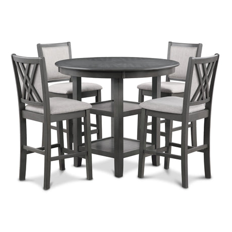 Amy 5 Pc 42" Round Counter Dining Set-Gray