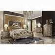 Dresden Bone PU & Gold Patina Eastern King Bed - galleria furniture outlet