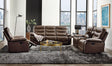 Aashi Brown Leather-Gel Match Sofa (Motion) - galleria furniture outlet