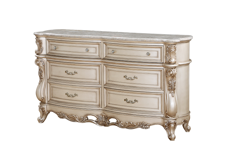 Gorsedd Marble & Antique White Dresser