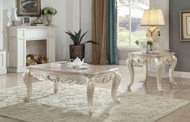 Gorsedd Marble & Antique White Coffee Table - galleria furniture outlet