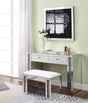 Noralie PU, Mirrored & Faux Diamonds Vanity Stool - galleria furniture outlet