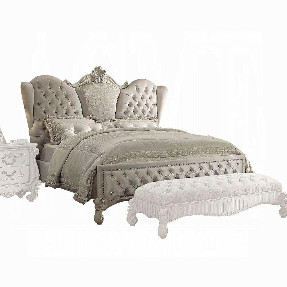 Versailles Ivory Velvet & Bone White California King Bed