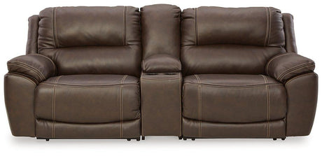 Dunleith Power Reclining Loveseat with Console - galleria furniture outlet