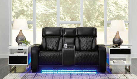 Boyington Power Reclining Loveseat with Console - galleria furniture outlet